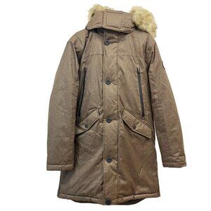 NEW Michael Kors Men's Melange Heavy Parka Removable Faux Fur Trim Hood - LARGE